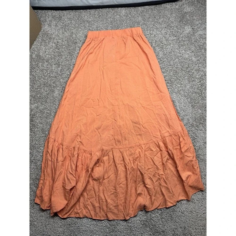 Halara Maxi Skirt Women's Small High Waist Tiered Ruffle Hem Flowy Boho Resort - Picture 2 of 3